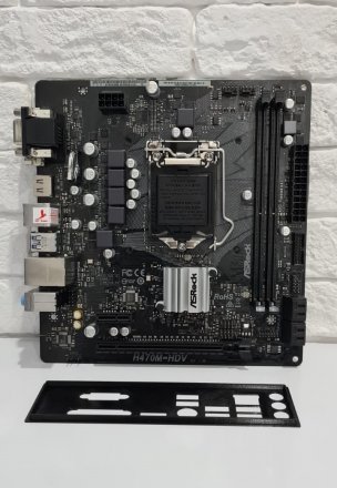 Asrock H470M-HDV (ОЕМ) Soc-1200 Intel H470 2xDDR4 mATX AC`97 8ch(7.1) GbLAN+VGA+DVI+HDMI